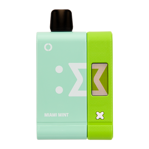 A sleek blue razz icy flum disposable vape being held against a blurred Australian beach background, showcasing the colourful packaging and ice crystals on the device